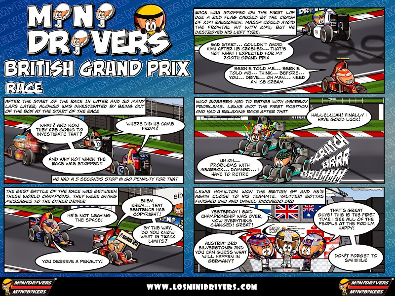 комикс MiniDrivers по гонке на Гран-при Великобритании 2014