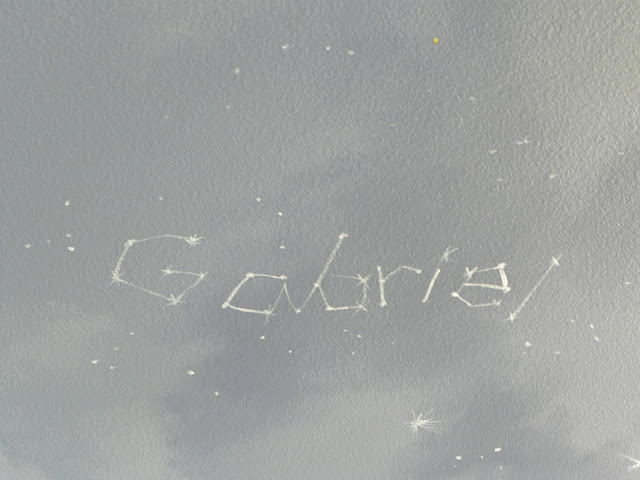 Gabriel's Bedroom 4 of 6 - Our artist incorporated Gabriel's name into the mural as a constellation on the ceiling.