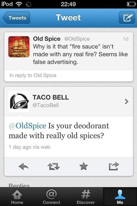 Tweet Fight Old Spice vs Taco Bell