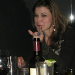 Crysta tried some enlarged duck liver...I thought she'd make a face but she caught me with the camera