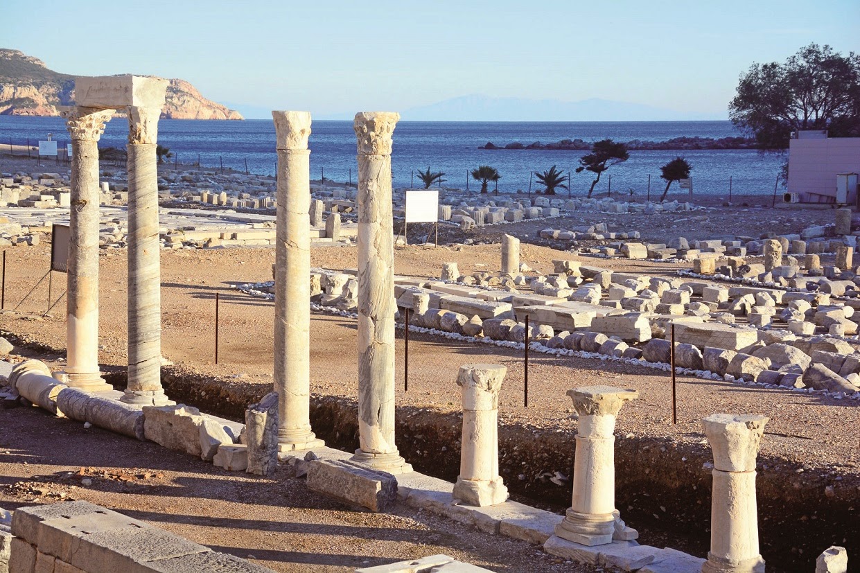 Knidos church and theatre under restoration Knidos church and theatre under restoration