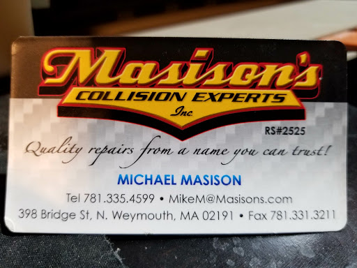 Auto Body Shop «Masisons Collision Experts Inc», reviews and photos, 398 Bridge St, Weymouth, MA 02191, USA