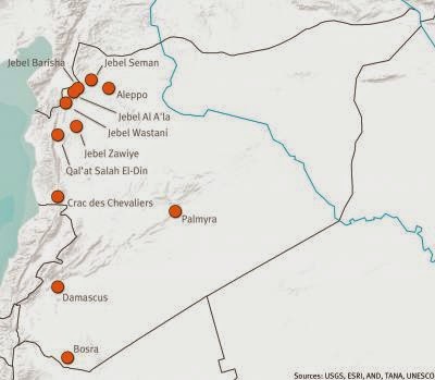 Syrian World Heritage sites showing significant damage Syrian World Heritage sites showing significant damage