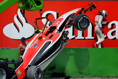 Макс Чилтон и разбитая Marussia на Гран-при Италии 2014