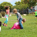 Recess time is fun playtime. Sometimes, children play independently. At other times, teacher introduce children to old-fashioned playground games, like freeze tag.