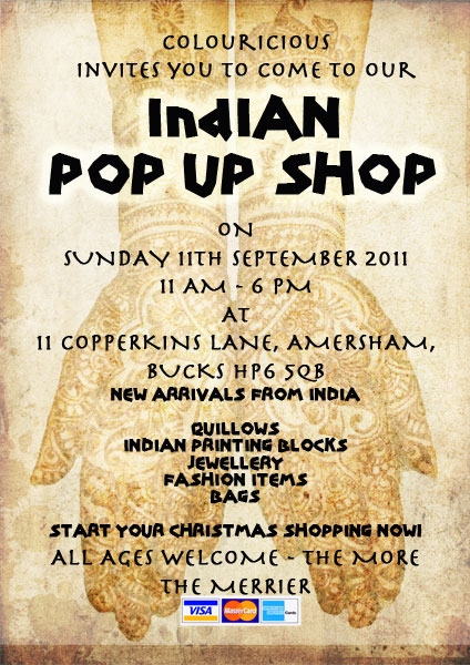 Indian Pop Up Shop... this weekend! See you there... :-)