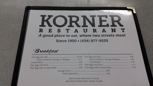 Hamburger Restaurant «Korner Restaurant», reviews and photos, 415 9th St SW, Charlottesville, VA 22903, USA