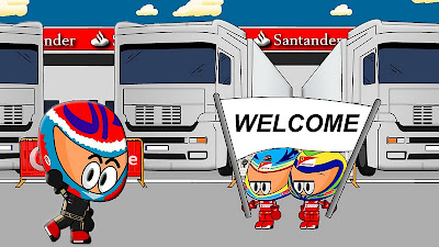 Виталия Петрова приветствует Фернандо Алонсо и Фелипе Масса в Ferrari