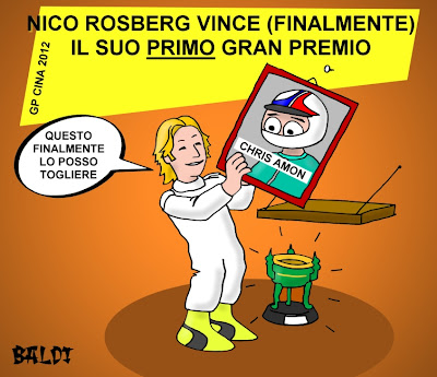Нико Росберг снимает портрет Криса Эймона после победы на Гран-при Китая 2012 - комикс Baldi