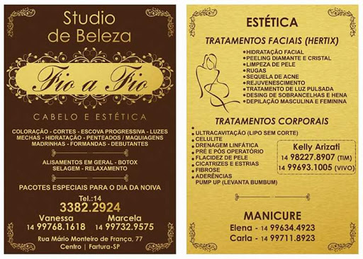 Studio de Beleza Fio A Fio, R. Mario Monteiro de França, 77 - Centro, Fartura - SP, 18870-000, Brasil, Salão_de_Beleza, estado Sao Paulo