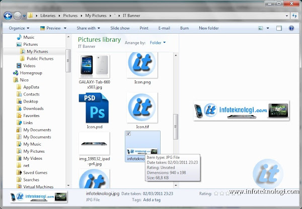 Windows Explorer panel preview