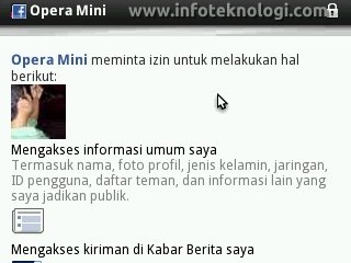 Connect Opera Mini dengan Facebook