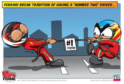 Кими Райкконен и Фернандо Алонсо борются за статус первого пилота в Ferrari - комикс Chris Rathbone