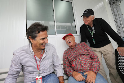 Нельсон Пике Ники Лауда Джон Уотсон шутят на Гран-при Бразилии 2012