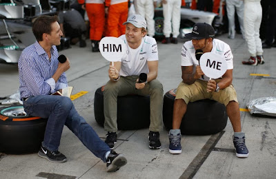 Нико Росберг и Льюис Хэмилтон дают интервью BBC на Гран-при Японии 2013