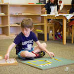 With the Box of Sticks, children are experimenting with angles--right angles, obtuse angles, acute angles. Children benefit from starting with physical materials, before doing similar activities abstractly, with just paper and pencil.