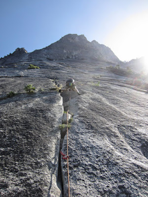 Aaron leading The Goblet Right (5.4), our first route at Yosemite and on the trip