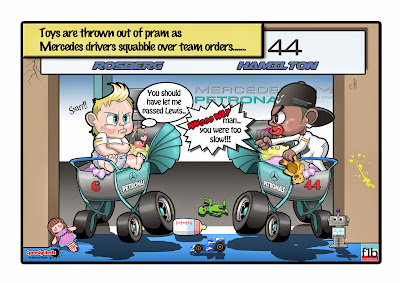 Нико Росберг и Льюис Хэмилтон сорятся в колясках - комикс SpeedyHedz по Гран-при Венгрии 2014