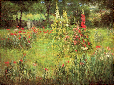 J. Ottis Adams - Hollyhocks and Poppies - The Hermitage