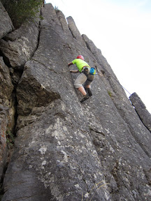Climbing Living for the City (5.10c) a challenging but fun finger crack