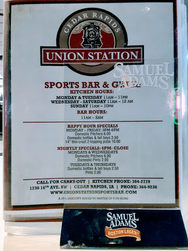 Sports Bar «Union Station Sports Bar & Grill», reviews and photos, 1724 16th Ave SW, Cedar Rapids, IA 52404, USA
