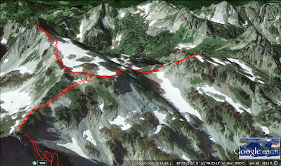 Routes up Denman (far right) and Plummer Peaks
