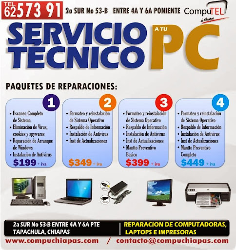 Computel de Chiapas, 2a Sur No 53-B, ente 4a y 6a Poniente, 30700 Tapachula de Córdova y Ordoñez, Chis., México, Consultor informático | CHIS
