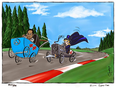 Нико Росберг преследует Льюиса Хэмилтона - комикс Black Flag по Гран-при Бельгии 2014
