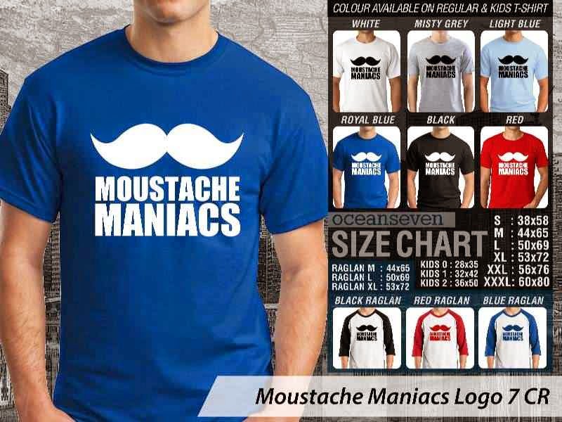 KAOS Lucu Kumis Moustache Maniacs | KAOS Moustache Maniacs Logo 7 distro ocean seven