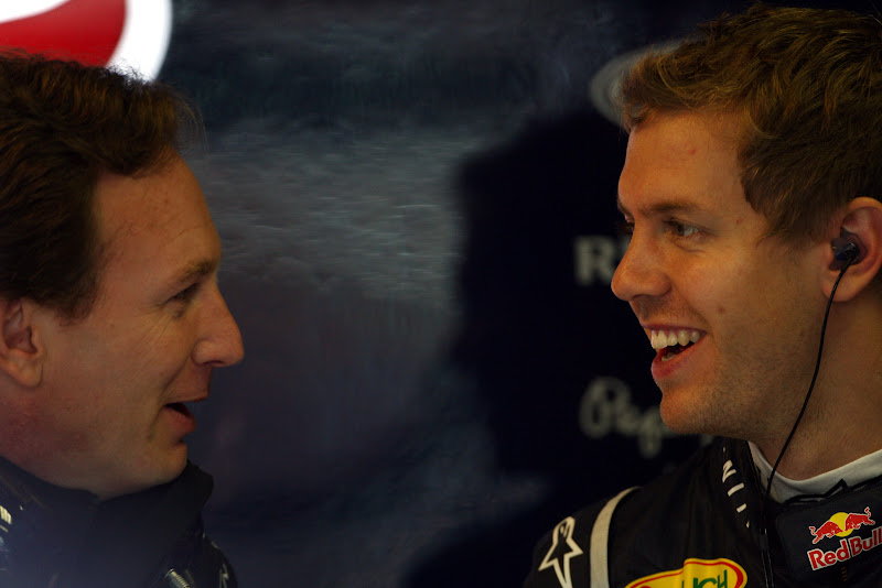 Кристиан Хорнер и Себастьян Феттель на Гран-при Венгрии 2011