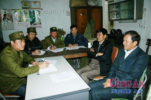 Công an xã Châu Cường họp bàn kế hoạch trấn áp tội phạm trong dịp Tết