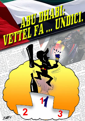 Себастьян Феттель одерживает 11-ю победу в сезоне за Red Bull - комикс Baffi по Гран-при Абу-Даби 2013