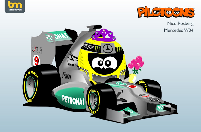 Нико Росберг Mercedes W04 pilotoons 2013