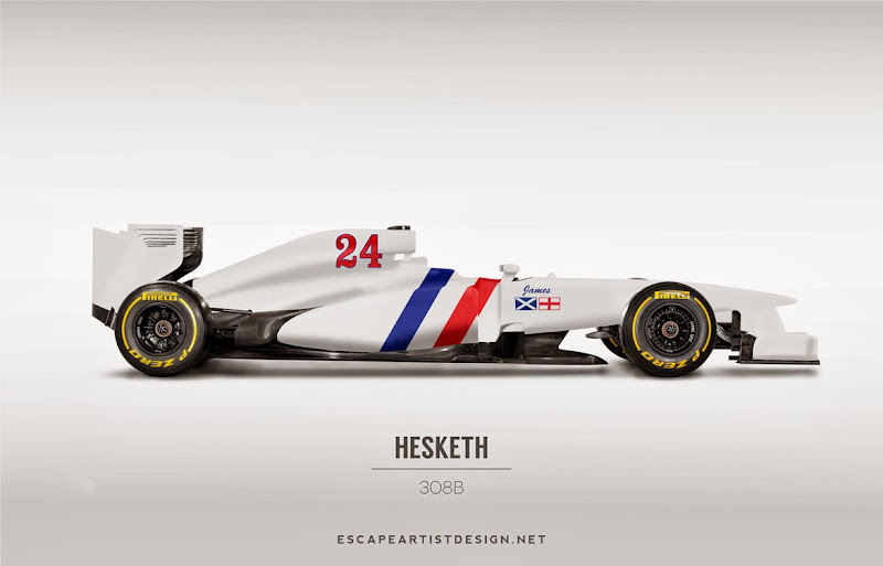 современный болид в раскраске Hesketh 308B - Escape Artist Design