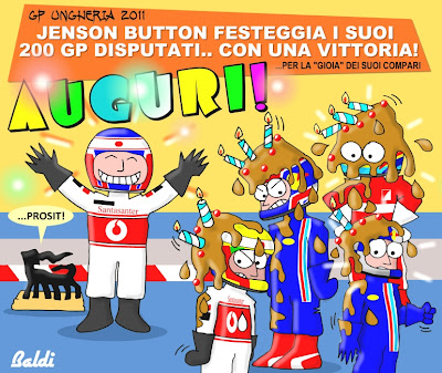 Дженсон Баттон угощает всех тортом в честь своего 200-го Гран-при - комикс Baldi по Гран-при Венгрии 2011