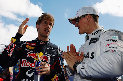 Себастьян Феттель и Михаэль Шумахер на Гран-при Австралии 2012