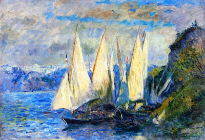 Albert Lebourg - Boats with Large Sails on the Lac Léman at Meillerie in Haute-Savoie