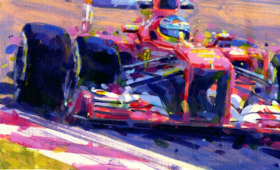 Фернандо Алонсо на Ferrari побеждает в Шанхае - рисунок Rob Ijbema по Гран-при Китая 2013