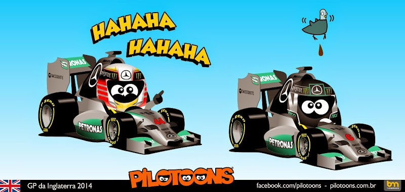 неудача постигает Нико Росберга - комикс pilotoons по Гран-при Великобритании 2014