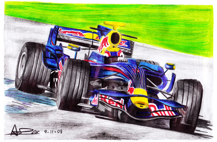 рисунок Марк Уэббер Red Bull 2008 by adrilozano