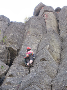 Sara led Eat a Peach (5.7), a very fun crack climb