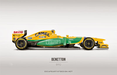 современный болид в раскраске Benetton B192 - Escape Artist Design