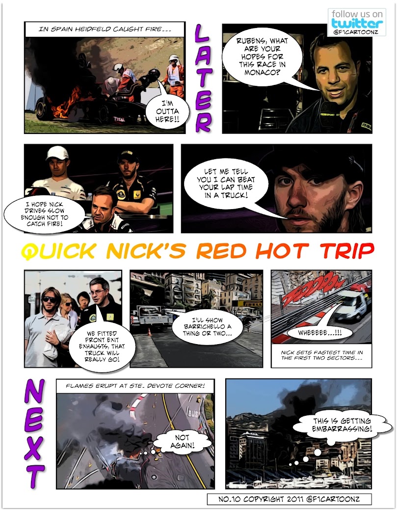 фотокомикс F1cartoonz про горячего и быстрого Ника Хайдфельда в дни уикэнда на Гран-при Монако 2011