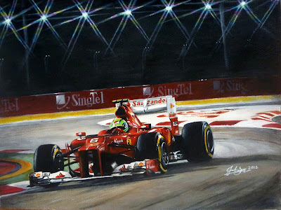 Фелипе Масса Ferrari - рисунок ночной трассы Марина Бэй
