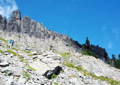 East side of Castle.  There is a big rap station about in the middle of the ridge, but we headed to the darker rock with another rap station since there was another group already on the rock in the middle