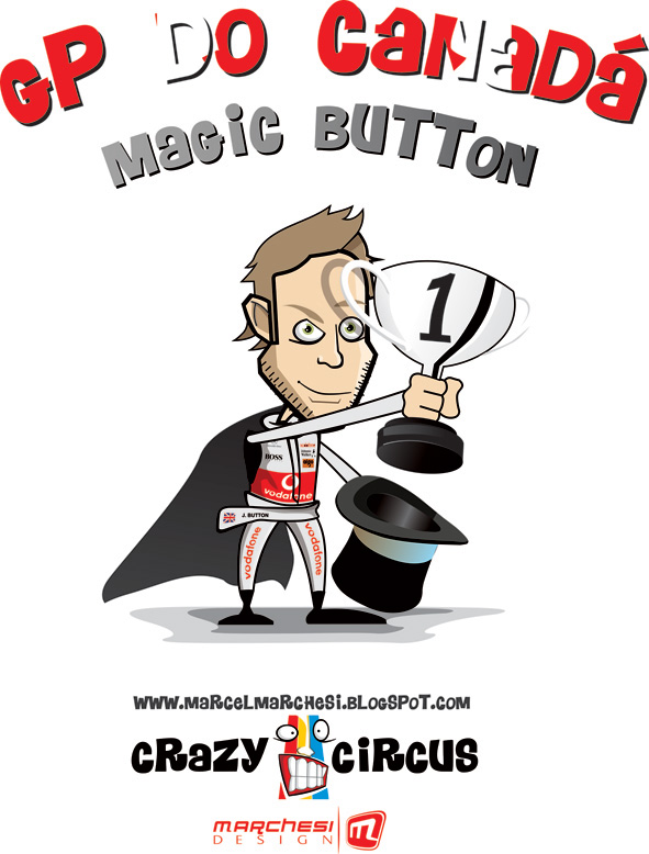магия Дженсона Баттона на Гран-при Канады 2011 карикатура Crazy Circus Marchesi Design