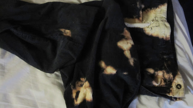 Bleach Stains, Black Corduroy Pants