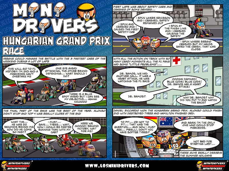 комикс MiniDrivers по гонке на Гран-при Венгрии 2014