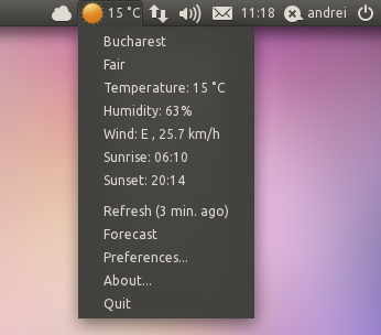Настройка Unity в Ubuntu 11.04 Weather-indicator