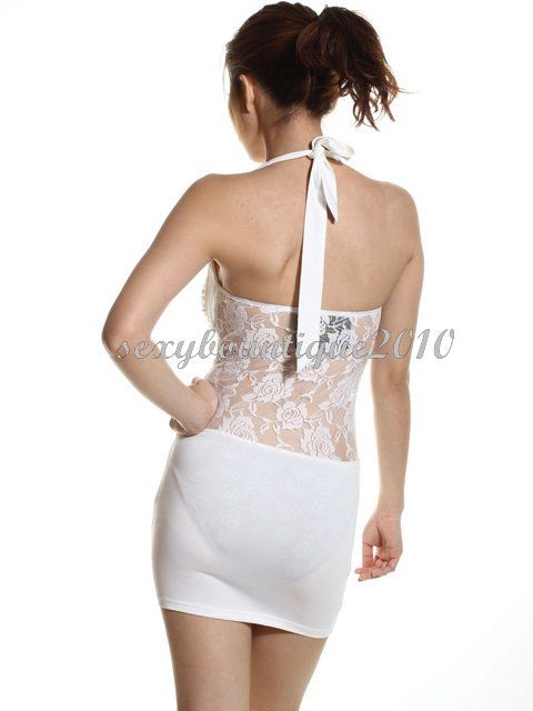 Women Stylish Lace Halter Backless Cocktail Mini Dress | eBay